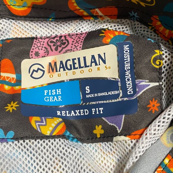 NEW Magellan Outdoors Men's Dia De Los Muertos Print Short Sleeve Fishing Shirt - Picture 5 of 8